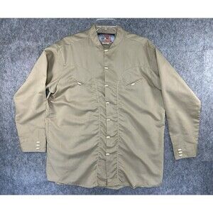 Vintage Red Rider Western Shirt Size XL Retro Rodeo Cowboy Long Sleeve Tan